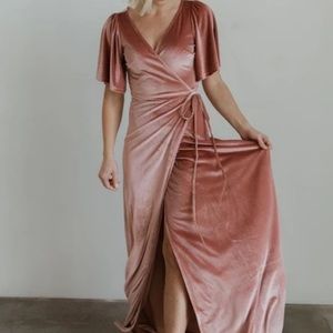 Meghan Velvet Wrap Maxi Dress, Mauve